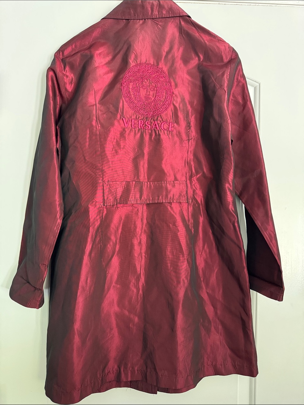 Vintage Versace Shiny Burgundy Lightweight Jacket Size Large - Picture 5 of 5